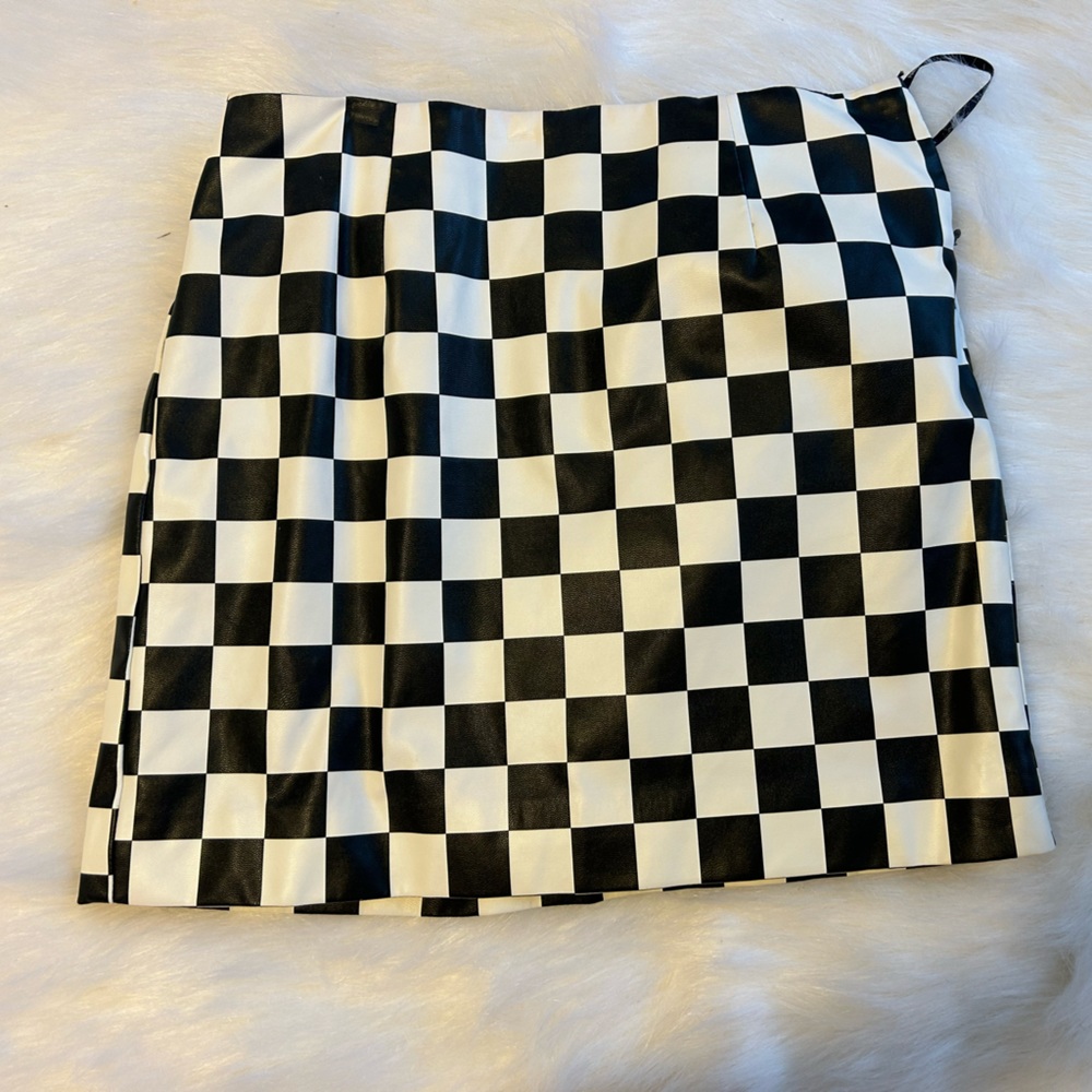Black and white checkered skirt